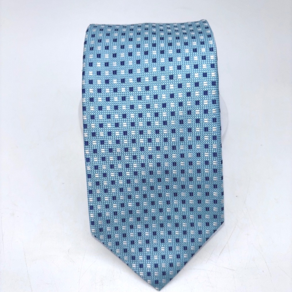 NWT Brooks Brothers 346 Pure Silk Blue Geometric Squares Classic Tie 58"